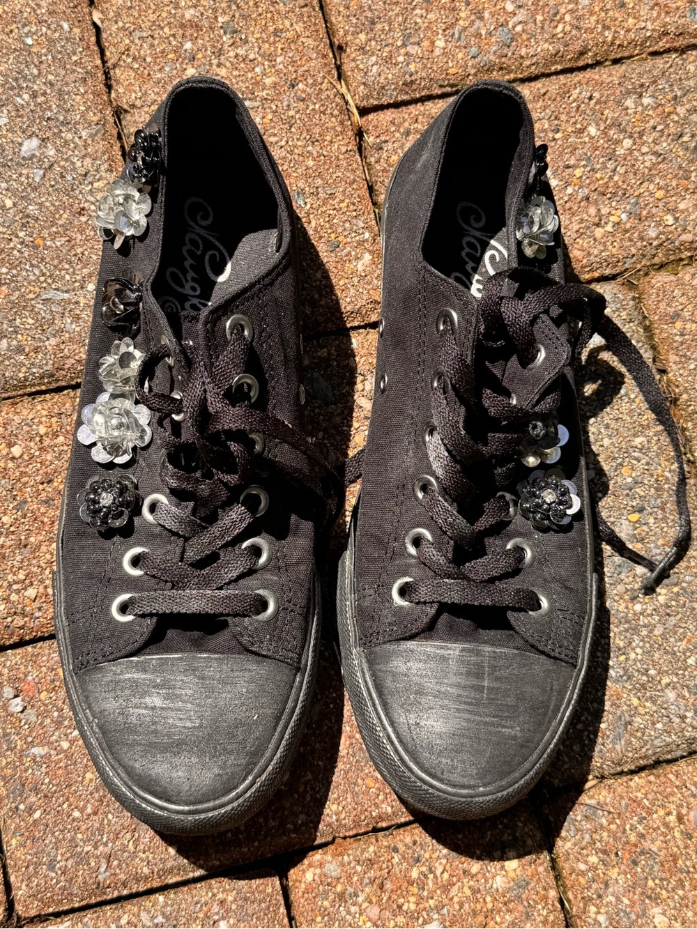 NAUGHTY MONKEY embellished black lace-up sneakers.  Size 10.
